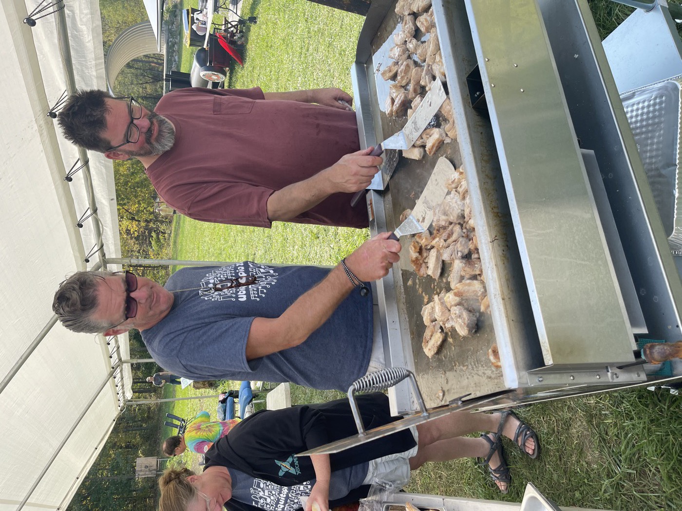 The Scheibert brothers manning the griddle at Ubiquitopia